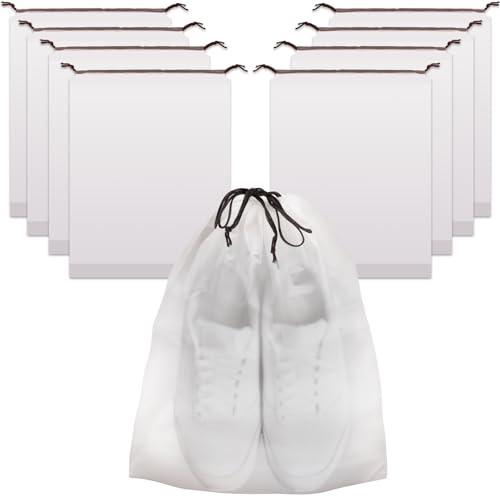 100 PCS Translucent Shoe Bags for Travel, Large Portable Shoe Bags with Drawstring, for Rainy Days Out (White)