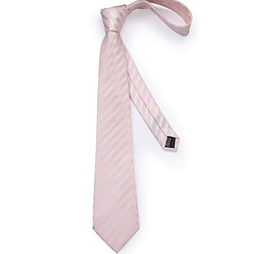 Image of DiBanGu Mens Silk Necktie Solid Color Tie and Pocket Square Cufflink Tie Clip Set Woven Plain Ties for Men Wedding Party