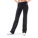 Sportkind Mädchen & Damen 32 Inch Flare Sport, Fitness Hose, Yogahose Jazzpant extra lang, schwarz, Gr. S