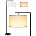 ROTTOGOON Floor Lamp for Living Room, Montage Modern Floor Lamp with 2 Lamp Shades & 9W LED Bulb, Montage Tall Pole Reading Standing Light for Bedroom, Study Room - Black