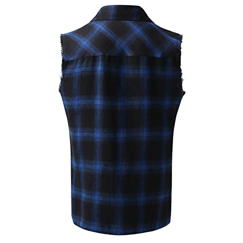 Mens Denim Vest Sleeveless Ripped Slim fit Distressed Jean Jackets Workout Tank Tops Button Down Muscle Fitness Shirt4