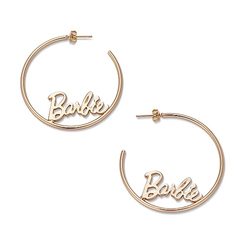 Barbie Script Logo Hoop Earrings (Rose Gold)2