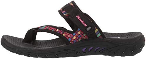 Skechers Women's Reggae-Mad Swag-Toe Thong Woven Sandal, Black, 7.5 | Image 7