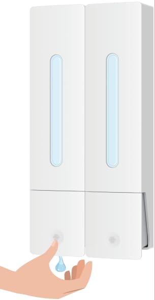 Umimile シャンプーディスペンサー マグネットディスペンサー 大容量 壁掛け 400ml 詰め替えボトル 簡単取り付け 洗面所 浴室などに適用 (2, ホワイト)