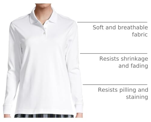 Image of Lands' End School Uniform Kids Long Sleeve Interlock Polo Shirt