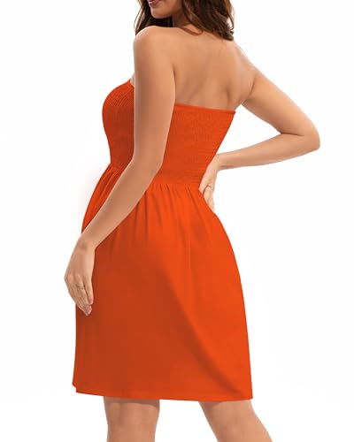 Image of elescat Summer Dresses for Women 2026 Strapless Casual Beach Cover Ups Tube Top Sundress