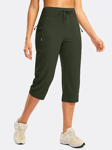 Women's Capri Pants Lightweight Hiking Travel Capris with Pockets(Olive,M) - image 6