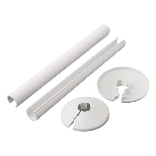 Accessori per riscaldamento centralizzato, 2 pezzi, coperture per tubi del radiatore da 15 mm, cromate, per impianti idraulici del bagno (bianco)