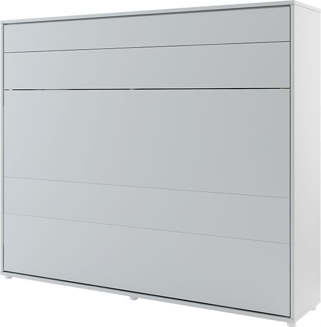 Armoire Lit Escamotable Horizontal Lenart 160x200 cm Gris Lit Rabattable Mural Consus