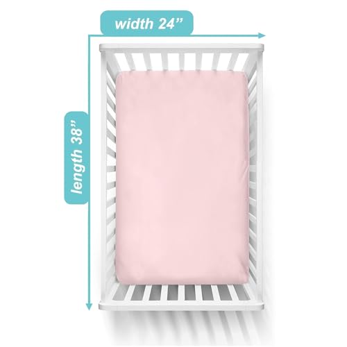 Image of American Baby Company 2 Pack 100% Natural Cotton Fitted Mini Crib Sheets 38 inch x 24 inch - Soft & Breathable Small Nesting Portable Sheets, Fits Pack N Play Mattresses, Pink, for Boys & Girls