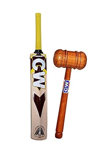 CW Predator Full Size Bat Kashmir Willow Bat for Leather Ball Season Bat Natural Kashmir Willow Cricket Bat with Mallet for Knocking Thick Edges Light Weight-image-6