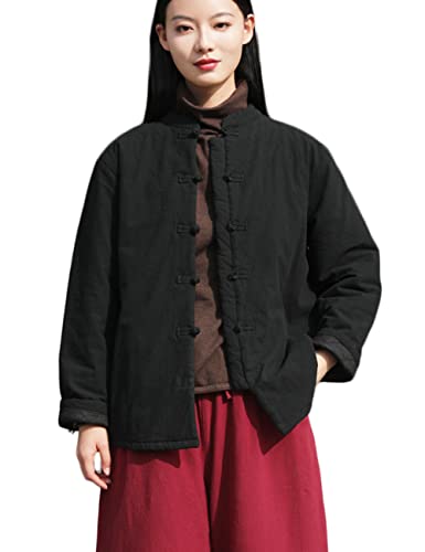 NFYM Women's Lighweight Cotton Padded Coats Cotton Linen Chinese Tang Suit Style Morning Exercise Tai Chi Jackets