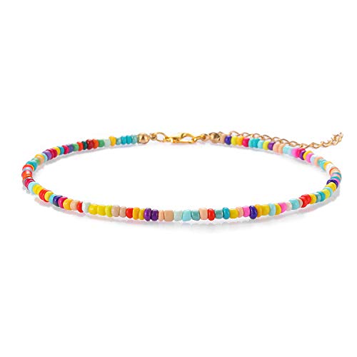 Image of Starain Small Bead Anklets for Women Beach Foot Ankle Bracelet Cute Colorful Boho Beaded Anklets 8 inches