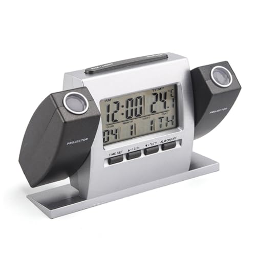 VINTORKY Digital Projection Clock Indoor Temperature Alarm Time Date LCD Screen Fahrenheit/Celsius 2 x Batteries Required