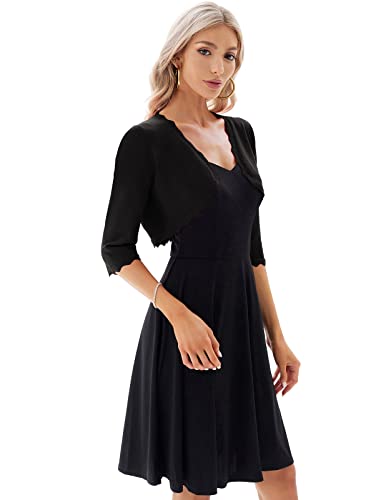 Women Open Front Cardigan Irregular Hemline Bolero Shrug Sweater Black Xl #TOP5