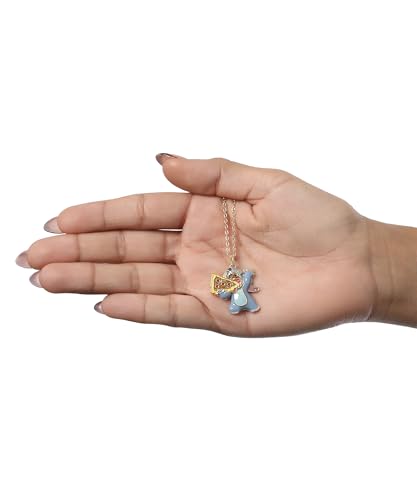 SALLY ROSE Stitch Pizza Pendant Necklace for Women Official License, 16"+2" 18k Gold Flash-Plated Stitch Necklace with Crystal Accent4