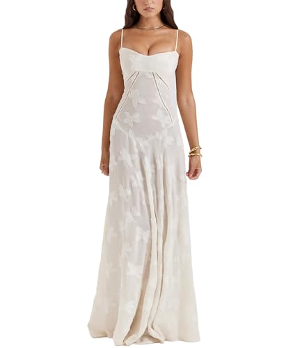 Image of ECDAHICC Women's Summer Boho Cowl Neck Floral Cocktail Party Maxi Dresses High Waist Ruffled Beach Sundress
