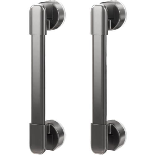 Image of 2Pcs Suction Cup Door Handles Punch-Free Shower Handles Removable Strong Hold Vacuum Handles for Windows Cabinets Wardrobes Multifunctional Towel Bar for Bathroom Toilet Long