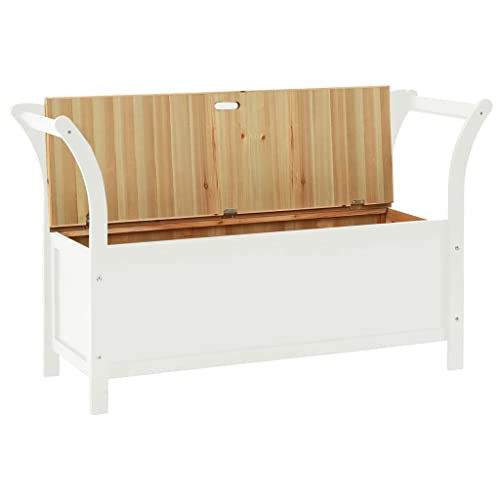 Banc en bois de sapin massif avec dossier 107 cm et rangement - 5