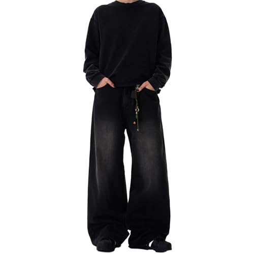 Men's Jeans Vintage Straight Leg Denim Jeans Loose Fit Trouser for Men