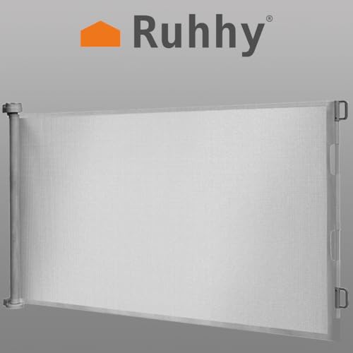 Ruhhy Treppenschutzgitter ausziehbar 13-140cm Rollgitter Höhe 85cm Absperrgitter 19380 (Grau, 85 cm)