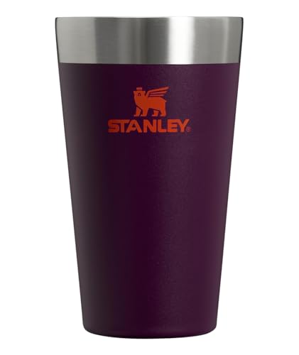 STANLEY Adventure Stacking Beer Pint Glass 16oz | Stackable Drinking Cup for Cold Beverages | Dishwasher Safe | Insulated Stainless Steel Tumbler | BPA-Free | Plum