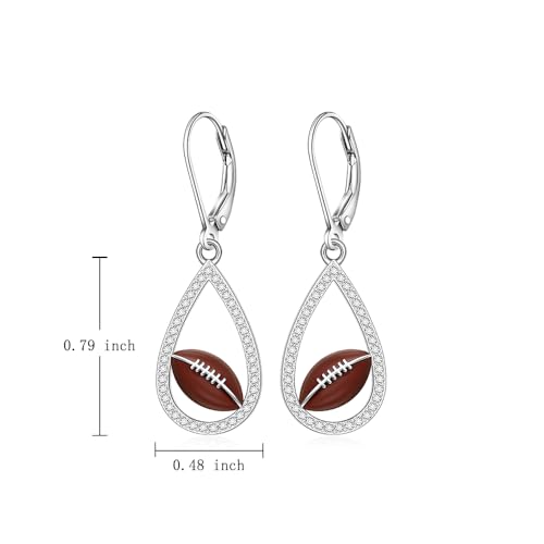 Football Earrings for Women 925 Sterling Silver Dangle Drop Football Earrings for Women Small Rugby Ball Earrings Gifts for Football Lovers3