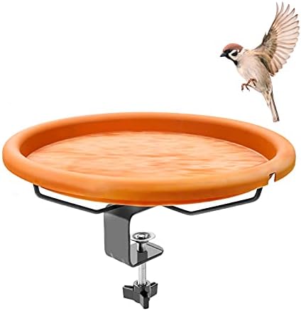 Urban Deco Bird Bath Bowl Outdoor Deck Mounted Bird Baths for Garden Balcony Bird Feeder for Railing Hummingbird Feeder Bath with Adjustable Sturdy Clamp Great for Attracting Birds - Red