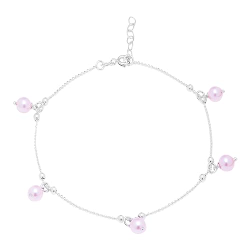 Image of ZAVYA 925 Sterling Silver Anklet | Rhodium Plated Precious Cubic Zirconia Women Chain Anklet | Gifts For Women & Girls | With Certificate of Authenticity and 925 Hallmark