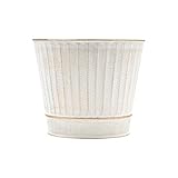 Hosley Metal Planters 7' Dia x 6' H Ideal Farmhouse Decor for Floral Arrangements Weddings, Gift Special Events Parties Outdoor Planters White wash