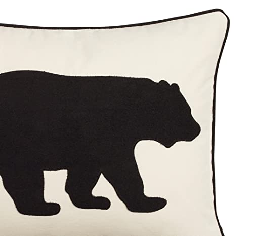 Image of Eddie Bauer Home Throw Pillow with Zipper Closure, Perfect Luxurious Bedding Set for Bed or Sofa, 16 inch x 20 inch, Bear Twill Black