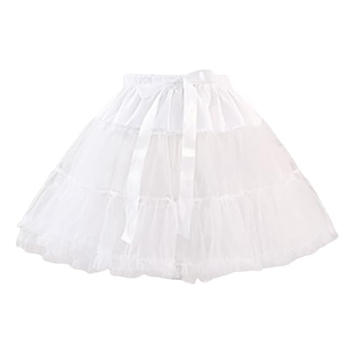 Frauen Petticoat 2 Einstellbare Hoop Rock Spitze Slips Kurzen Lolita Unterrock Für Cosplay Kleid Mittelalterliche Spawnfigur (White-BA, One Size)