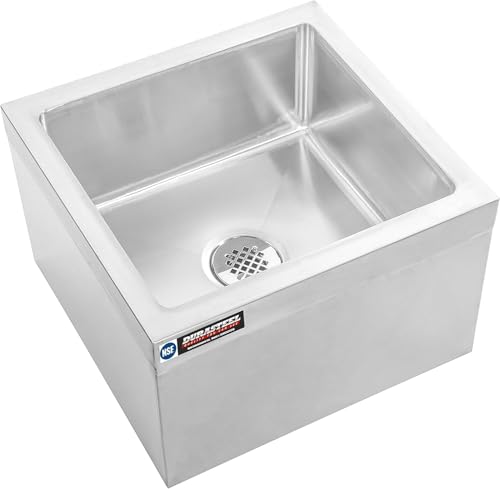DuraSteel 24" x 24" Commercial Mop Sink - NSF 304 Stainless Steel Mop Basin Floor Sink - Utility Room Service Basin with Leak Proof Flat Drain - Large Tub for Dog Washing, Filling Water Bucket by DuraSteel - Used condition - US$461.87