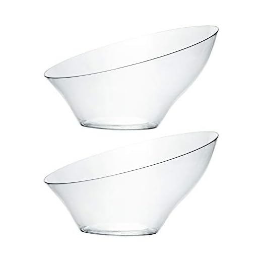 Plasticpro Disposable Angled Plastic Bowls Round Medium Serving Bowl, Elegant for Party's, Snack, or Salad Bowl, Clear Pack of 4
