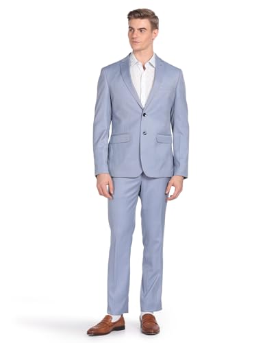 Image of Arrow Men's Polyester Double Breasted Business Suit Pants Set (ARAGSU5604 Blue