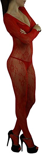 Image of ToBeInStyle Women's Long Sleeve Bodystocking Bodysuit Lingerie Regular & Plus Sizes