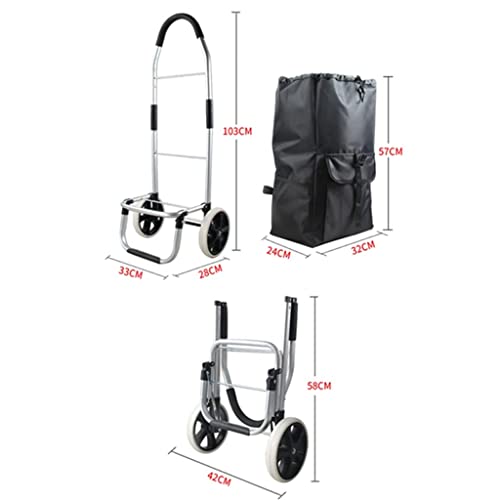 WLKINF Einkaufstrolley, faltbar, tragbar, Einkaufstrolley, mit gepolstertem Griff, herausnehmbare Leinentasche… – Bild 8