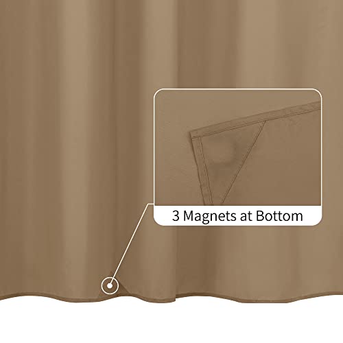 Image of ALYVIA SPRING Coffee Brown Fabric Shower Curtain Liner Waterproof - Soft & Light-Weight Cloth Shower Liner with 3 Magnets, Hotel Quality & Machine Washable - Standard Size 72x72, Coffee