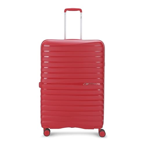 Image of Skybags Large Polypropylene Float Max Check-in Trolley Bag -, 76cms | Premium Hard-Sided Luggage for Travel with Smooth 8 Wheels Double Spinner & Flushed TSA Lock - Red