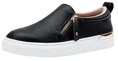 Jeossy Women's Slip On Shoes Casual Fashion Sneakers 8010 Arch Support Loafers for Women with Zipper