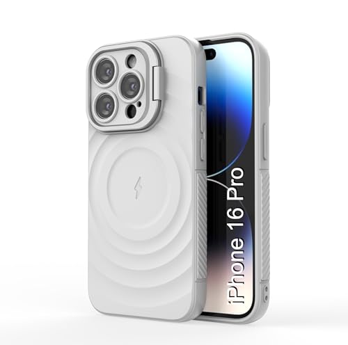 Image of LuxuryKase Shockproof Case for iPhone 16 Pro | Ripple Pattern | Camera Protection | Inner Velvet Fabric Lining | Protective Cover with Enhanced Grip & Wireless Charging Support - White
