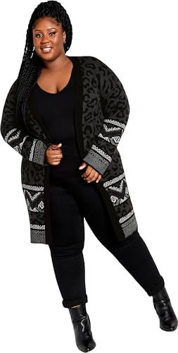 Image of Zim and Zoe Women's Zim&Zoe Plus Size Coatigan Lori Animal