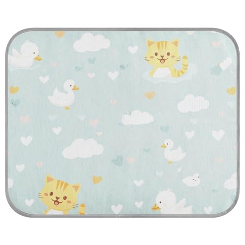 siphylline Cute Cat and Duck Summer Dog House Cooling Self Cooling cat Blankets for Indoor Cats for Rabbits Outdoor Cats Unique Manta Fria para Perros S