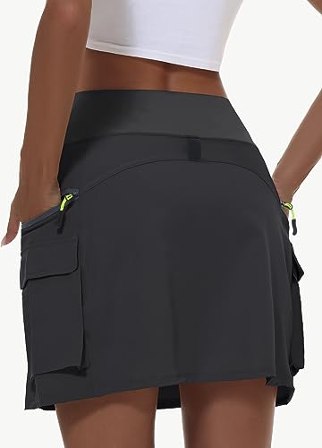 Women's Hiking Cargo Skort Skirt High Waisted Golf Dressy Casual with Zipper Pockets Workout Sport Quick Dry Skirts2