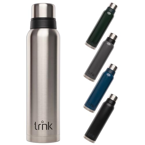 trnk Termo para exteriores Polar 2 – Termo de acero inoxidable 1600 ml – Sin BPA – El termo mantiene caliente 40 horas – Tapa con 2 vasos – Apto para lavavajillas (plata tormenta)