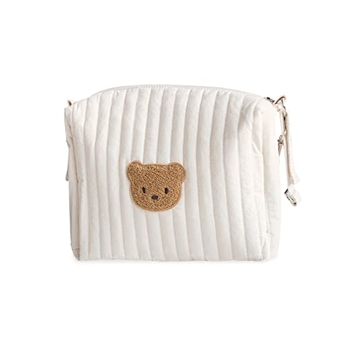 SONARIN Lightweight Pram Buggy Bag Organiser,Multifunctional Stylish Embroidery Baby Stroller Bag Organizer Pushchair Storage Bag Mommy Bag,Universal Fit All Buggy(Bear, 2 Straps)