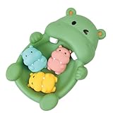 Rinnland Seal & Hippo Family Bath Adventure Set, 1 Mother Seal & Hippo and 3 Baby Seal & Hippo, Soft Vinyl Material, One-Piece No Hole Design (Hippo)