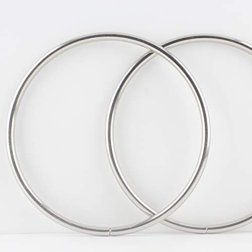 3dancraftit Nickel 5 inch Round/Circular Ring Iron Purse Handles, a Pair (2 Pieces) per lot. C61