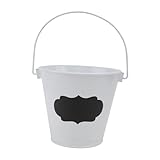 HIAKDOFT Blumentopf aus Robustem Eisen mit Schwarzer Tafeloberfläche Weißer Vielseitiger Pflanzkübel für Innen Außenbereich Kreatives Dekorationsobjekt und Aufbewahrungslösung