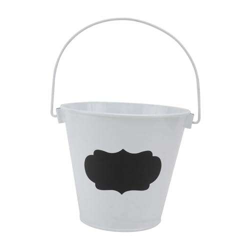 HIAKDOFT Blumentopf aus Robustem Eisen mit Schwarzer Tafeloberfläche Weißer Vielseitiger Pflanzkübel für Innen Außenbereich Kreatives Dekorationsobjekt und Aufbewahrungslösung